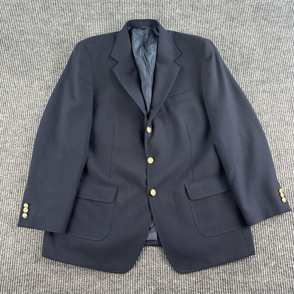 Vintage Orvis Blazer 44 R Blue Wool Golden Button Hopsack Premium Fisherman
